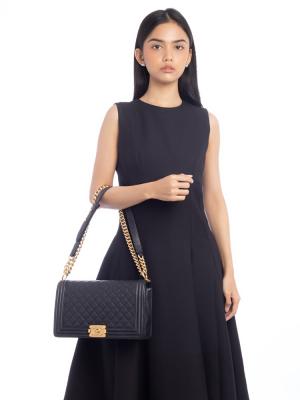 Caviar New Medium Boy Flap Bag Black