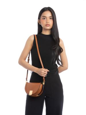 Vitello King Plexiglass Moonlight Shoulder Bag Cuoio Oro Soft