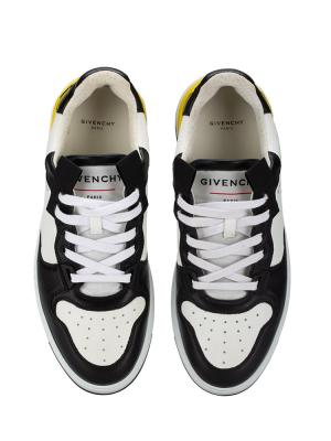 Men Two-Toned Wing Leather Sneakers Black Yellow Sz 41