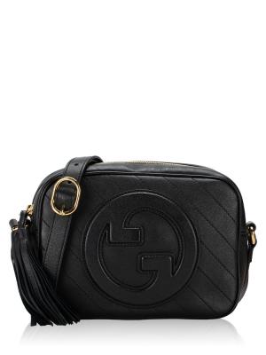 Calfskin Diagonal Stitched Blondie Small Disco Bag Black