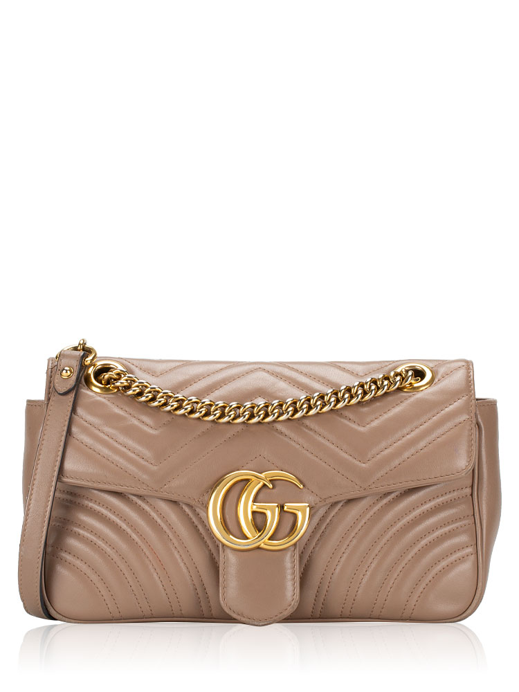 Calfskin GG Marmont Matelasse Small Shoulder Bag Porcelain Rose