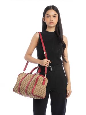 GG Canvas Medium Joy Boston Bag with Strap Beige Red
