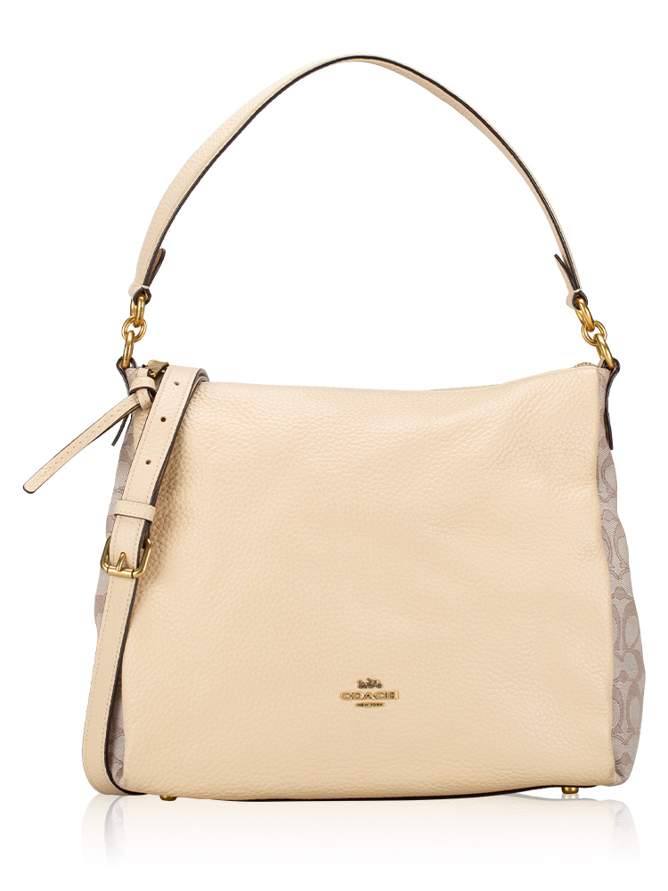 4645 Signature Jacquard Shay Shoulder Bag Stone Ivory