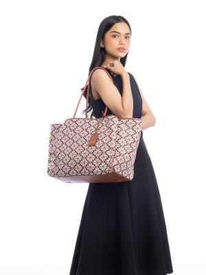 Flower Spade Jacquard Everything Large Tote Burgundy