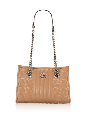 GG Marmont Matelasse Small Tote Camelia