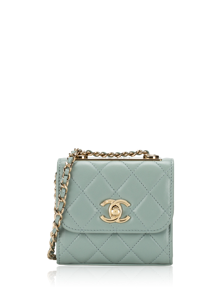 Lambskin Mini Trendy CC Clutch With Chain Grey