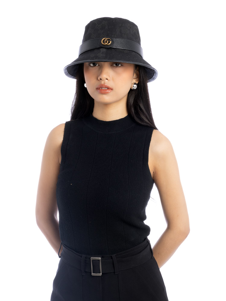 GG Canvas Jago Bucket Hat Black Sz M