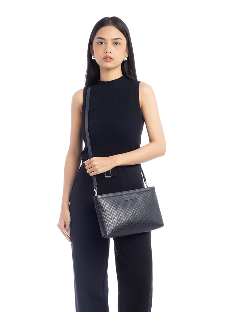 Microguccissima Flat Crossbody Black