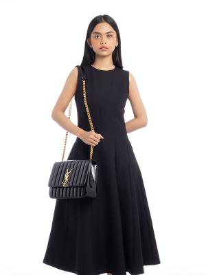 Patent Calfskin Monogram Vicky Chain Shoulder Bag Black