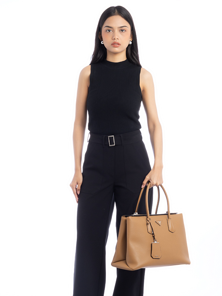 BN2748 Saffiano Cuir Twin Tote Caramel