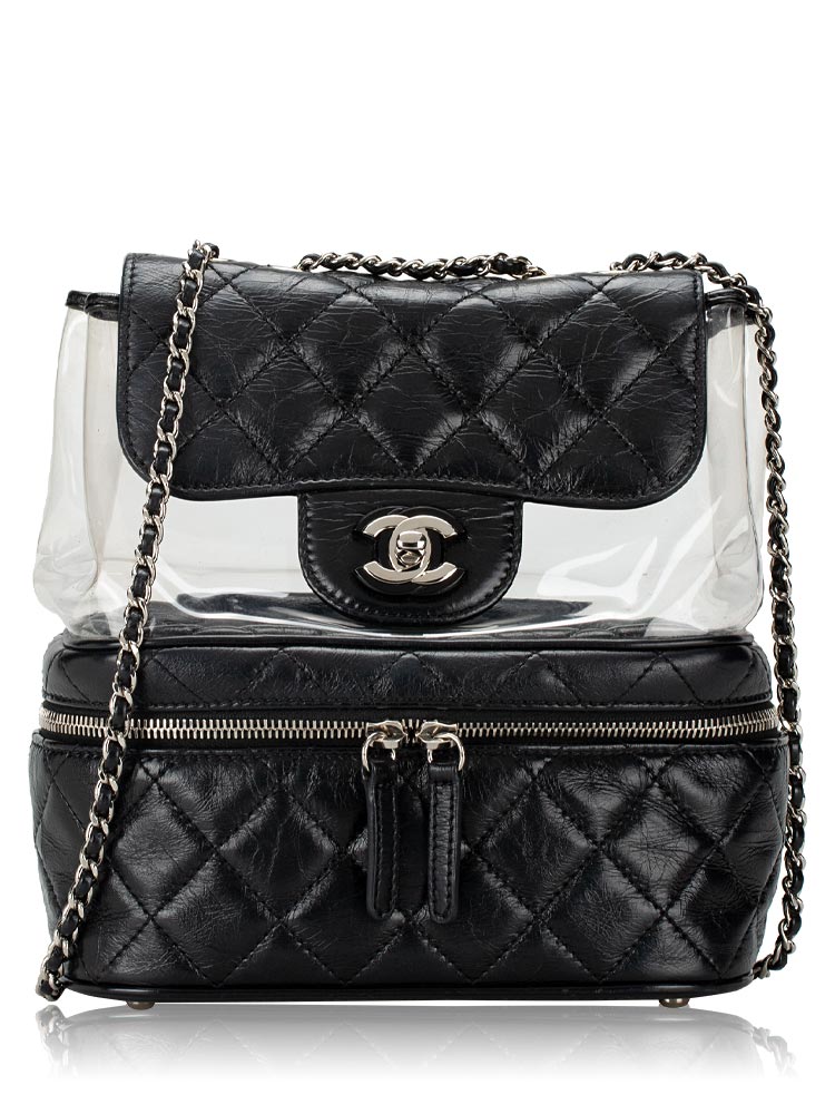 Crumpled Calfskin PVC Quilted Aquarium Backpack Black