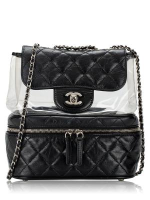 Crumpled Calfskin PVC Quilted Aquarium Backpack Black