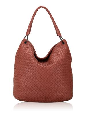 Nappa Intrecciato Medium Bucket Bag Dark Pink