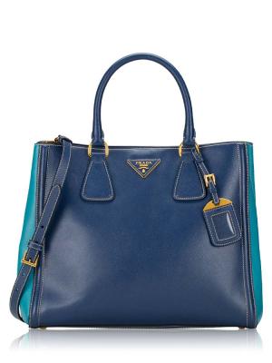BN2438 Saffiano Lux Two Tone Tote Bluette Turchese