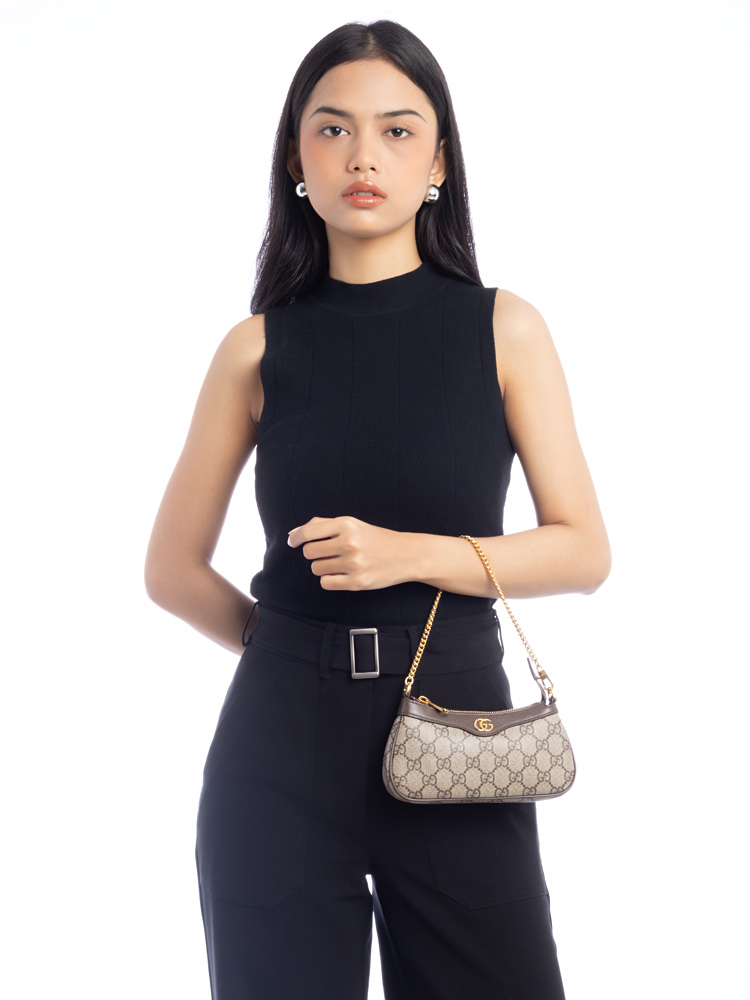 GG Supreme Web Ophidia Mini Hobo Beige Ebony