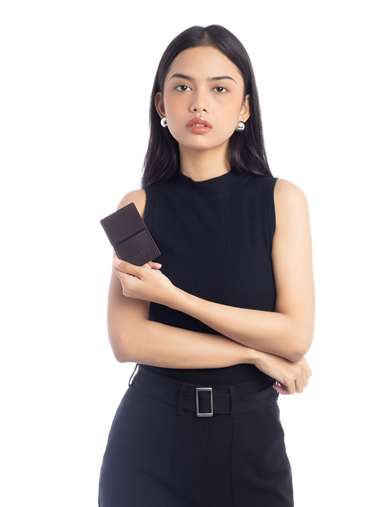 Nappa Card Holder Ebano