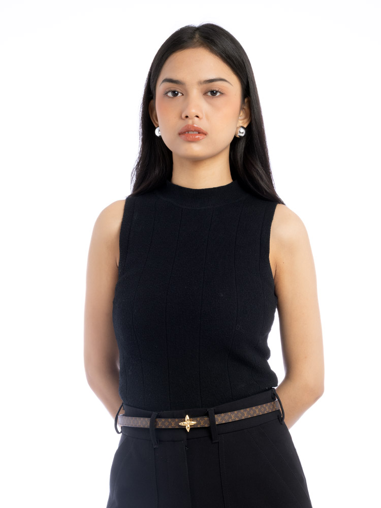 LV Mini Flowergram 15mm Reversible Belt Black Sz 80