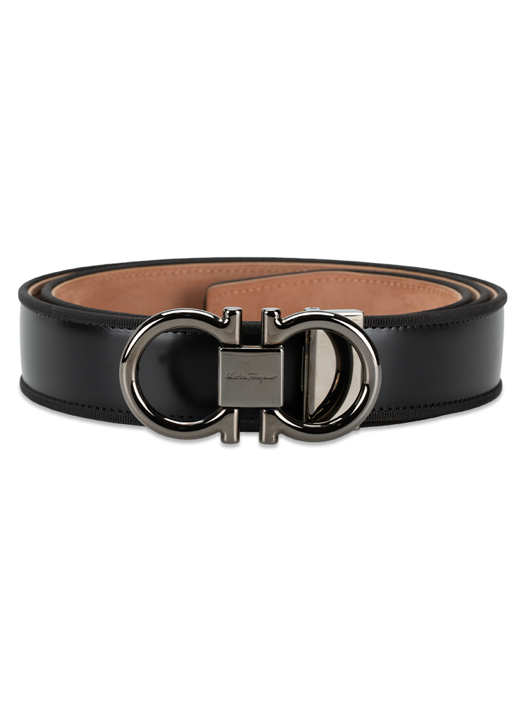 Calfskin Gancini Belt Black Sz 110