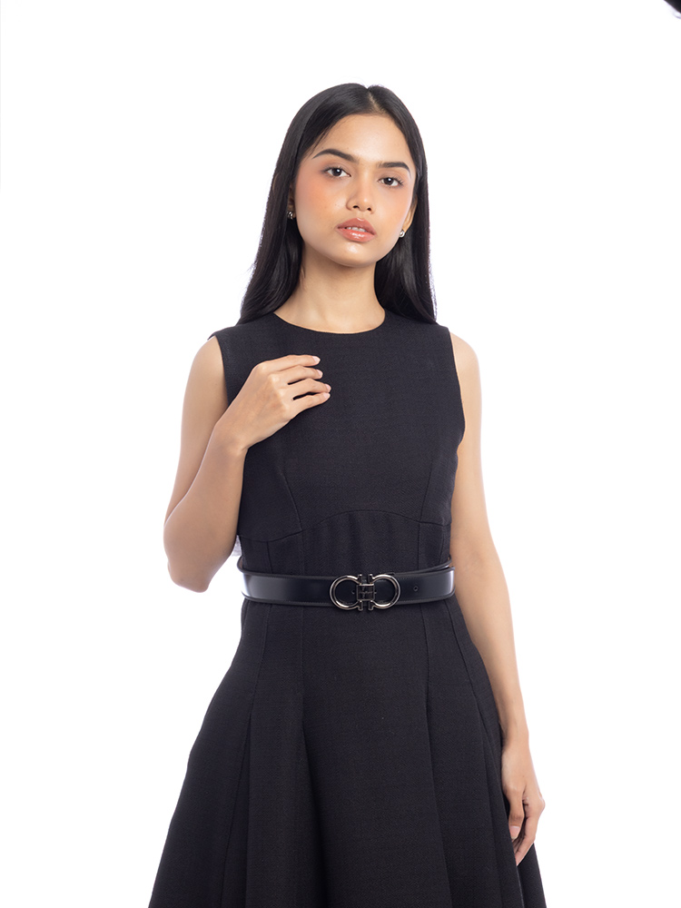 Calfskin Gancini Belt Black Sz 110