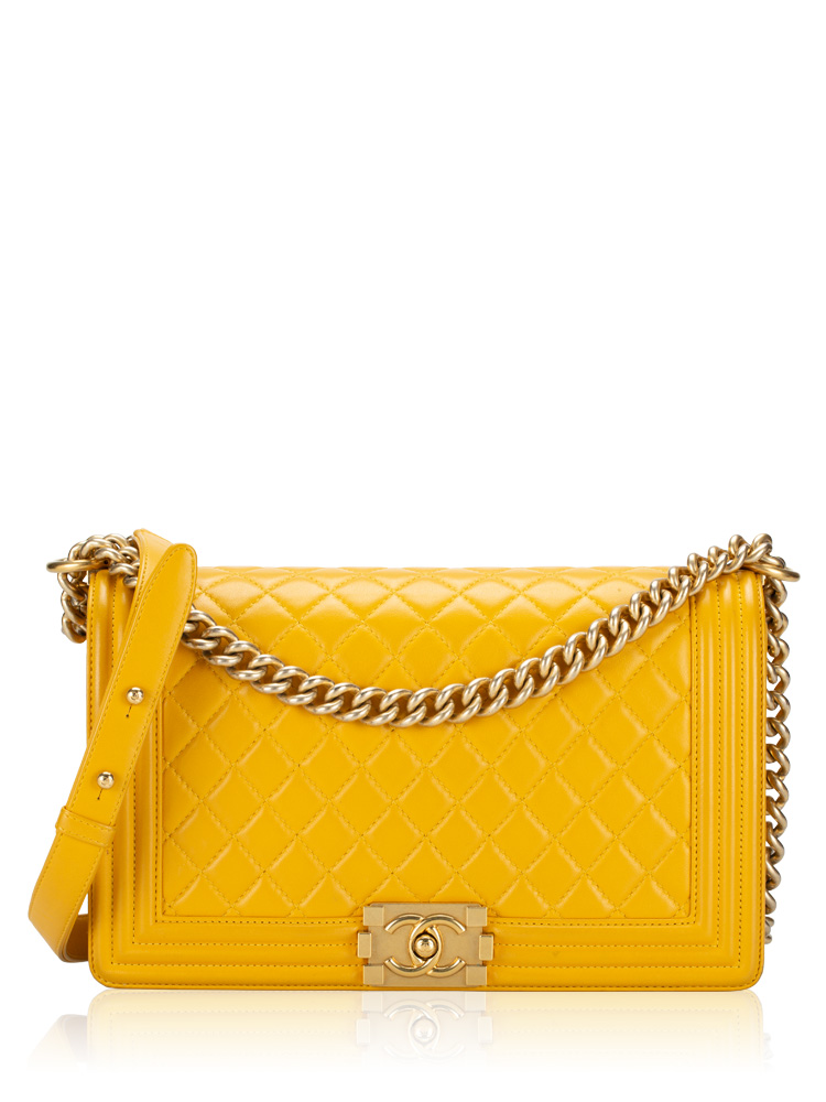 Lambskin New Medium Boy Flap Bag Yellow