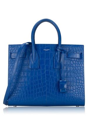 Croco Embossed Small Sac De Jour Royal Blue