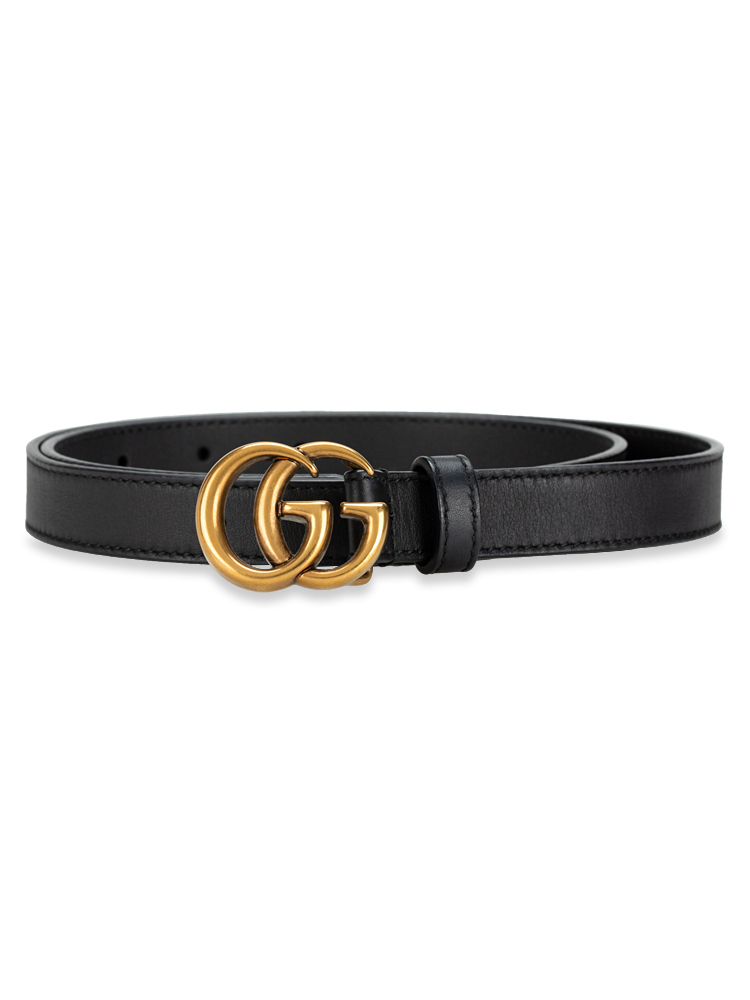 Calfskin GG Marmont 20mm Belt Black Sz 75