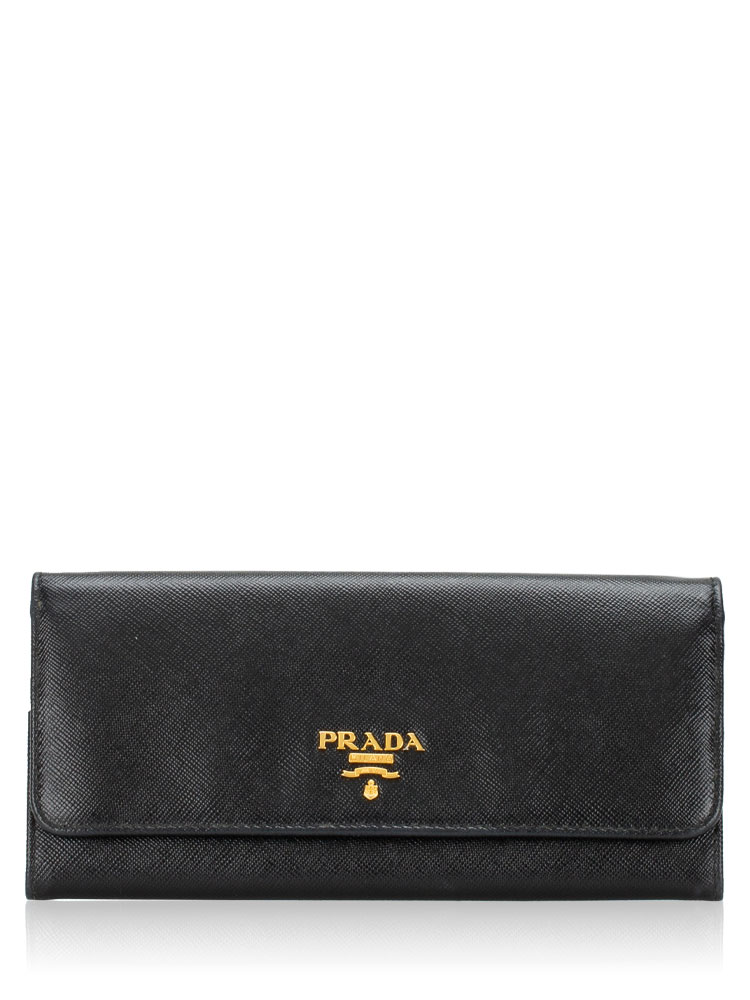 Saffiano Metal Continental Wallet Nero Blanc