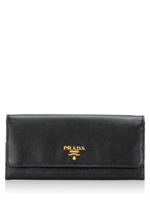 Saffiano Metal Continental Wallet Nero Blanc