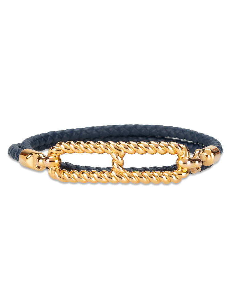 Veau Swift Roulis Godronne T2 Bracelet Navy