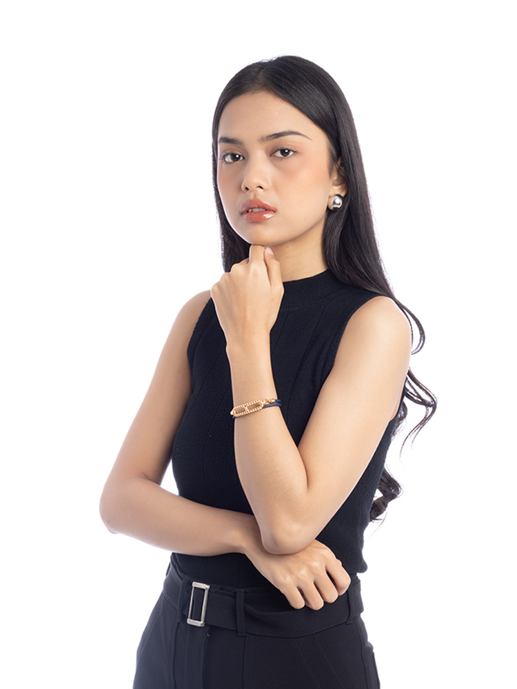 Veau Swift Roulis Godronne T2 Bracelet Navy