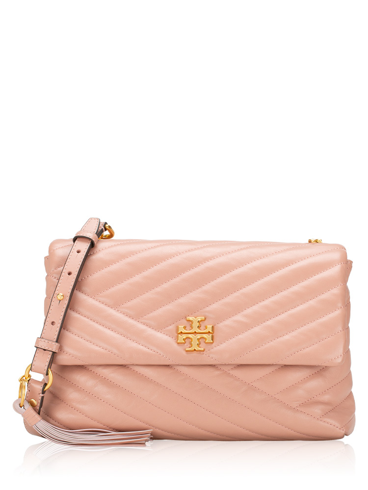 Kira Chevron Flap Shoulder Bag Pink Moon