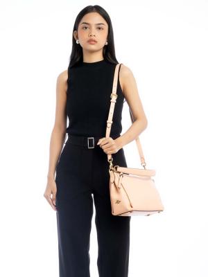 601 Shay Pebbled Leather Crossbody Faded Blush