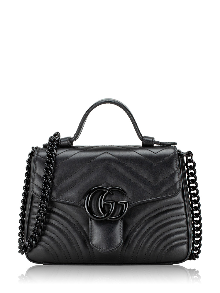 GG Marmont Matelasse Monochrome Mini Top Handle Bag Black
