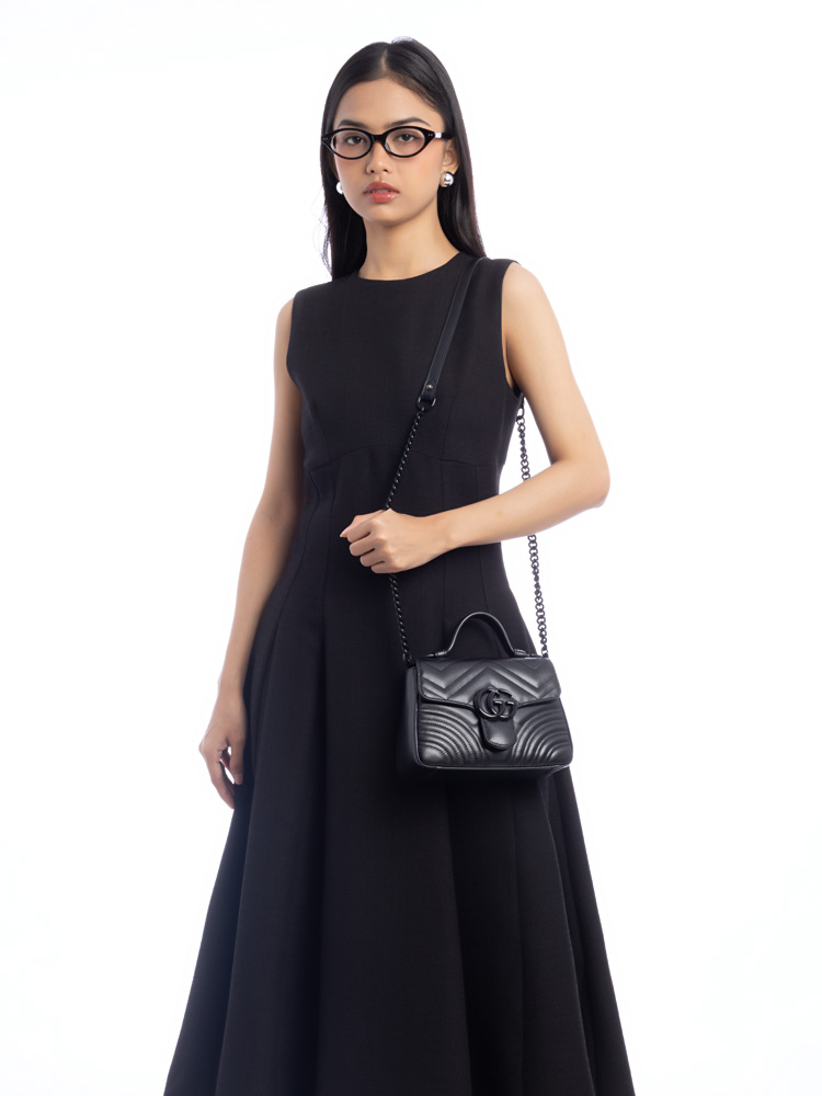 GG Marmont Matelasse Monochrome Mini Top Handle Bag Black