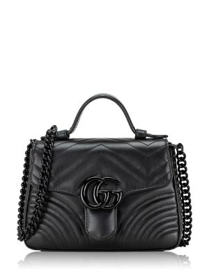 GG Marmont Matelasse Monochrome Mini Top Handle Bag Black