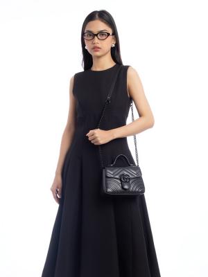 GG Marmont Matelasse Monochrome Mini Top Handle Bag Black