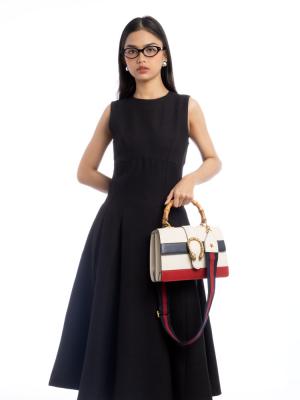 Bamboo Web Dionysus Medium Top Handle Bag White Blue Hibiscus Red