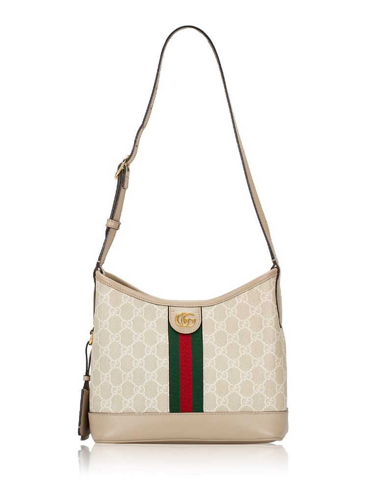 GG Supreme Ophidia Small Shoulder Bag Beige White