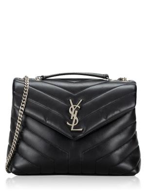 Calfskin Y Monogram Loulou Small Shoulder Bag Black