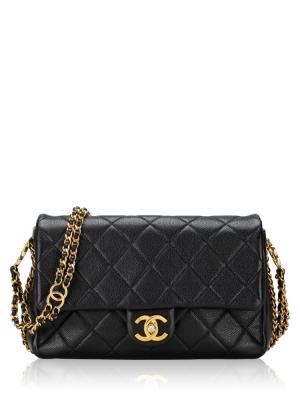 Shiny Caviar C23 CC You Small Flap Bag Black