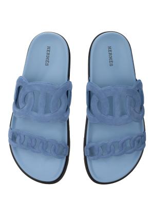 Chevre Velours Extra Sandals Bleu Jean Sz 40