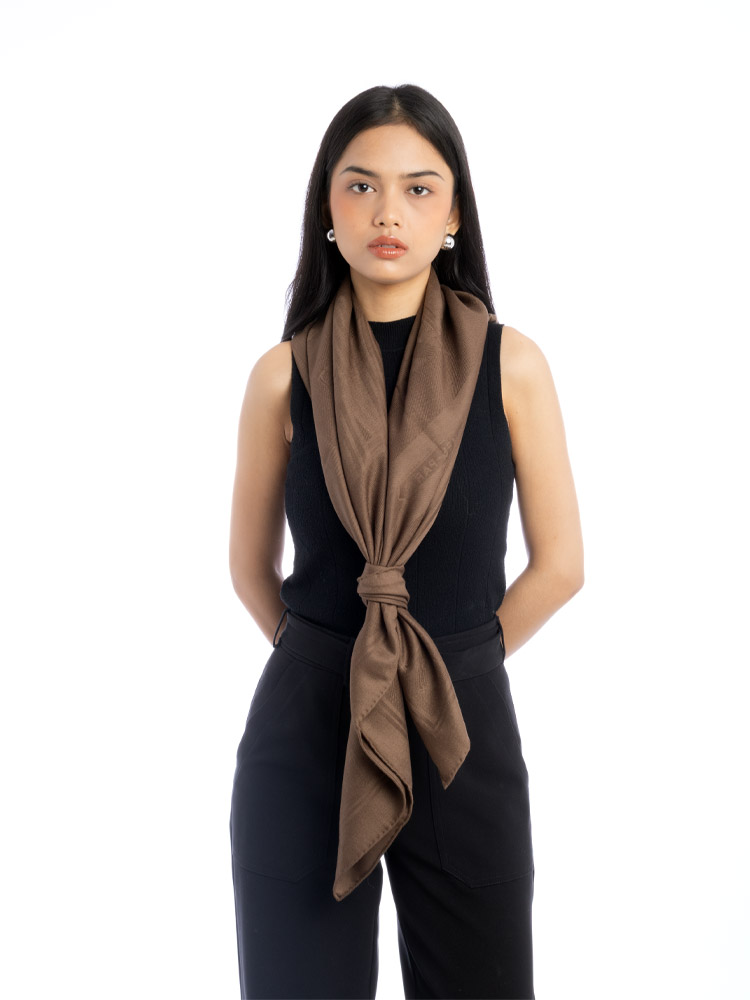 Cashmere Silk Les Sangle 115 Scarf Marron Glacé