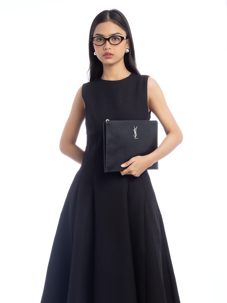 Calfskin Monogram Flat Pouch Black