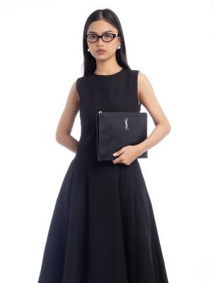 Calfskin Monogram Flat Pouch Black