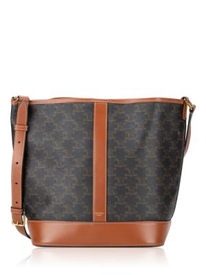 Triomphe Medium Bucket Bag Tan