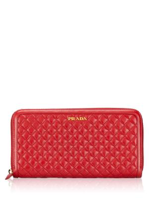 Quilted Calfskin 1M0506 Zip Wallet Rosso