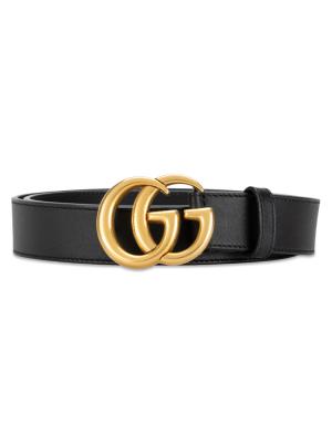 Calfskin GG Marmont 30mm Belt Black Sz 95