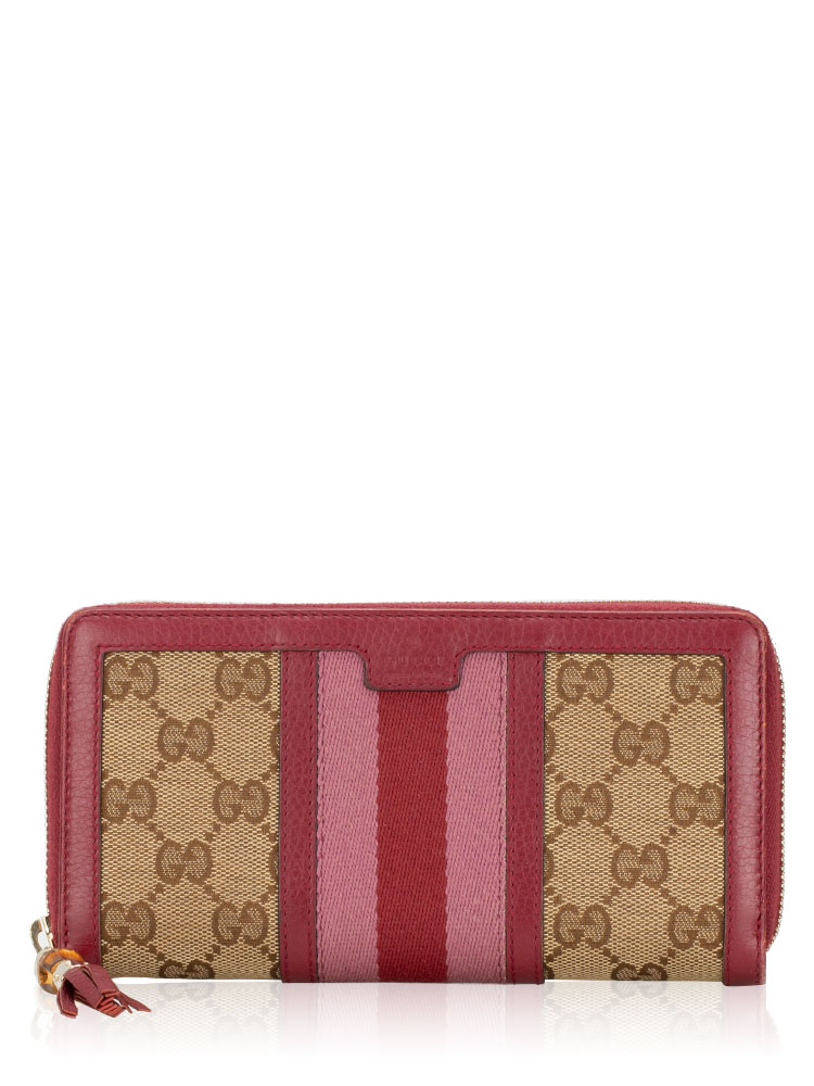 GG Canvas Web Rania Zip Wallet Red