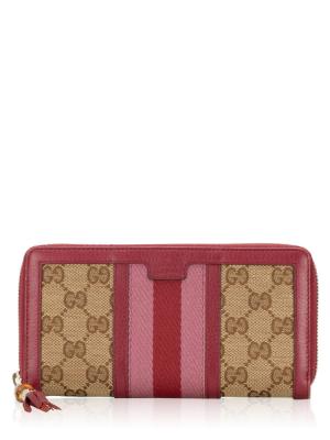 GG Canvas Web Rania Zip Wallet Red