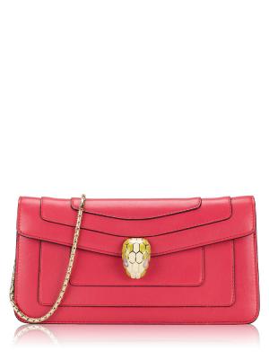 Lambskin Serpenti Forever Chain Clutch Dark Rose Pink